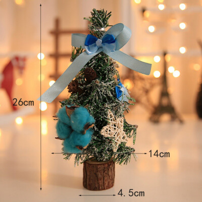 

Tabletop Artificial Christmas Tree With Wood Base Rabbit Bow-Knot Flower Decoration Christmas Tree Ornament For Home Office