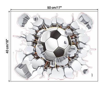 

Gobestart 3D Broken Wall Football TV Background Wall Decoration Removable Wall Stickers