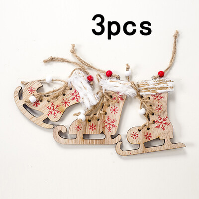 

Wood Christmas Skating Shoes Ornaments Xmas Tree Hanging Decoration Pendant Gift