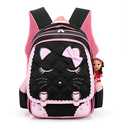 

2017 Girls Fashion School Bag 1-6 Grade Lovely Cat Primary School Pupils Mochila Waterproof Girls Backpack Free Shipping B042
