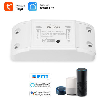 

Tuya WiFi Smart Switch 10A2200W Wireless Remote Switch Timer APP Control Universal Smart Home Automation Module Voice Control Com