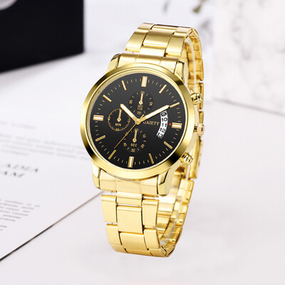 

Gobestart New Luxury Men Fashion Stainless Steel Calendar Multi Needle Sports Quartz Watch