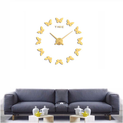 

〖Follure〗Modern Large 3D DIY Mirror Surface Art Wall Clock Sticker Home Office Room Decor