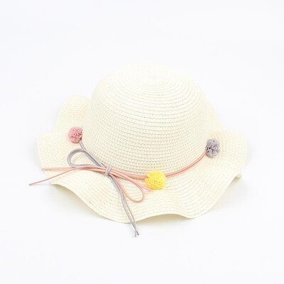 

Summer Children Girls Cute Flower Bowknot Straw Sun Hat Wide Brim Casual Foldable Beach Hats