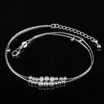

Distinctive Brilliant Ankle Bracelet 1pc Double Copper Plated Silver Beads Ankle Bracelet Foot Silver