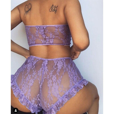 

Womens Sexy Lingerie Lace Top Bra Ladies Thong Underwear Set Nightwear Sleepwear