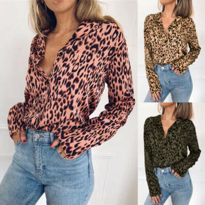 

Fashion Women Ladies Leopard Print Loose Casual T-Shirt Blouse Tops Plus Size