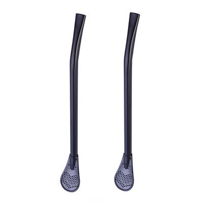 

Toponeto 2Pcs Stainless Steel Drinking Tea Yerba Mate Straw Gourd Bombilla Filter Spoon