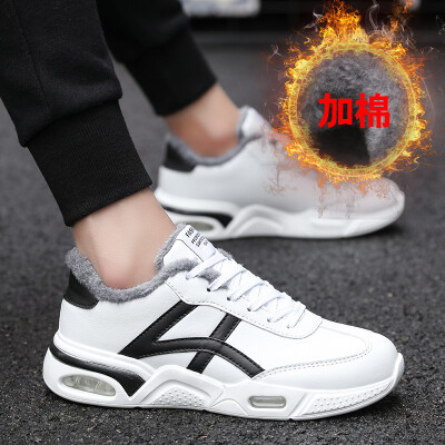 

Autumn&summer mens outdoor cotton shoes air cushion sports white tide shoes Korean version of the trend of students running shoes plus velvet mens shoes