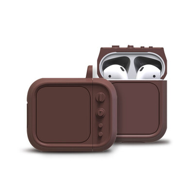 

For AirPods Earphone Retro Chic TV Shape Soft Silicone Shock Proof Protective Case