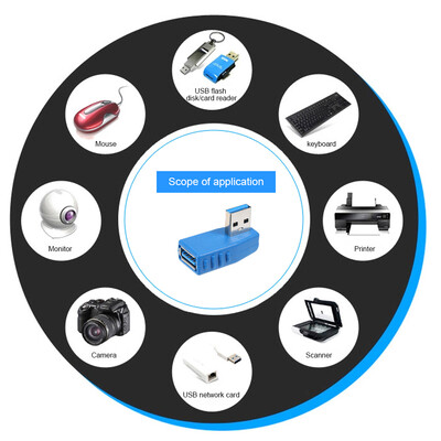 

USB30 Male to Female 90 Degree Left Angle Adapter USB30 Converter for Laptop PC TV STB Projector