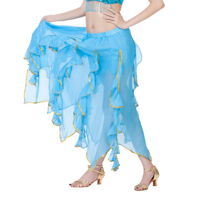 

Roseonmyhand Women Sequin Side Split Skirt Chiffon Belly Dance Performance Skirt