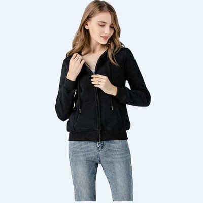 

Spring&autumn womens new sports pure color casual cardigan zipper thin sweater womens Hoodie
