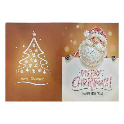 

Merry Christmas Cards DIY Diamond Painting Handmade Card Round Drill Greeting Cards Rhinestones Embroidery Arts Crafts Gifts Xmas
