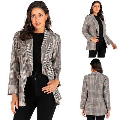 

Roseonmyhand Womens Button Down Plaid Printed Long Sleeve Coat Turn-Down Outerwear