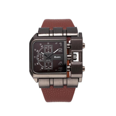 

OULM Luxury Quartz Watch Men Square Dial Leather Band Watches Male Antique Wristwatch