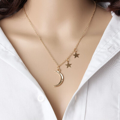 

Fashion Unique Moon Star Pendant Necklace Women Jewelry Party Charm Gift