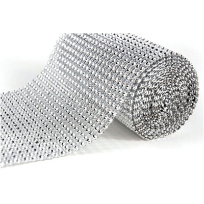 

New Hot 475inch x 1 yard Wedding Party Home Table Decor Rhinestone Crystal Silver Diamond Mesh Wrap Bridal Birthday Party DecorS