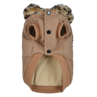 

2018 Adorable Winter Warm Padded Thickening Tiger Collar Coat Dog Printed Pocket Costumes Pet Clothes XSXXL
