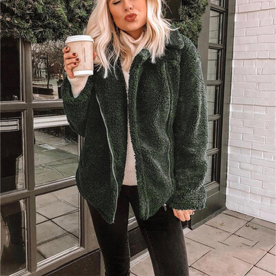 

Toponeto Women Winter Jacket Warm Thick With Zipper Outerwear Coat Loose Overcoat