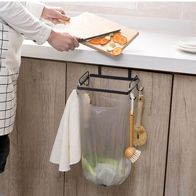 

Toponeto Portable Kitchen Trash Bag Holder Cabinets Cloth Rack Towel Rack Black