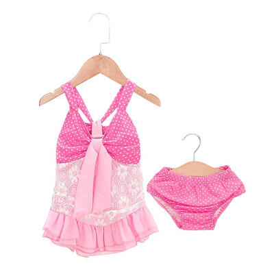 

Halter Swimsuit Baby Girls Dot Print Swimwear Ruffle Split Bathing Suit