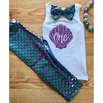 

Sell Newborn Baby Girls Infant Shell T-shirt TopsScales Pants 3Pc Outfit Set