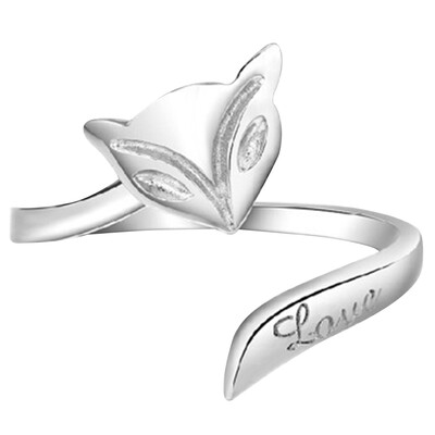 

Fashion Cute Animal Fox Rings Open Adjustable Silver Color Fox Ring For Women Party Wedding Gift Simple Lovely Ring Jewelry
