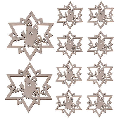 

10pcs Carved Wooden Star Hanging Pendant Ornaments Christmas Decor