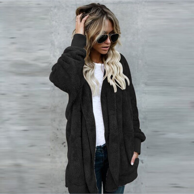 

Toponeto Women Hooded Long Coat Jacket Hoodies Parka Outwear Cardigan Coat BlackL