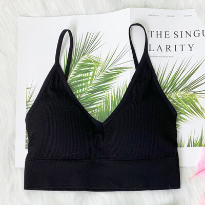 

Sports Bra Female Beauty Back Gathered Vest-Type Rimless Cotton Material Material Comfortable Breathable Elastic Wild Fashion