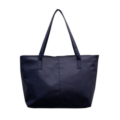 

Solid Color Women Large Capacity Faux Leather Tote Shoulder Bag Shopping Pouch