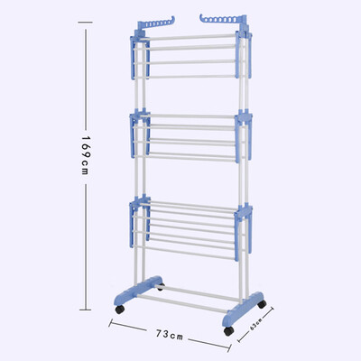 

〖Follure〗Fashionable three-layer foldable&movable clothes rack Hang lever