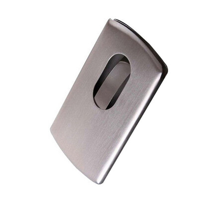 

Portable Hand Push Stainless Steel Business Credit ID Card Holder Storage Case Wallet Metal Box