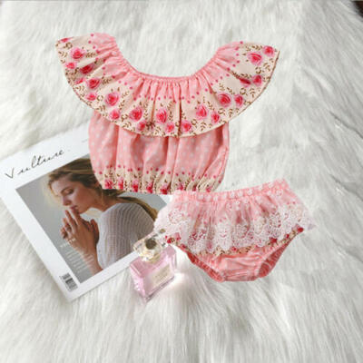 

Newborn Baby Girl Floral Lace Tops Blouse Pants Shorts Briefs Outfits Clothes