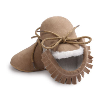 

Baby Boy Girl Moccasins Shoes Fringe Soft Soled Non-slip Footwear Crib Shoes PU Suede Leatherborn First Walkers Shoes