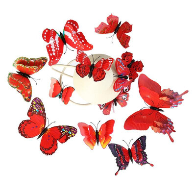 

12Pcs Wall Stickers Double Layer PVC Butterfly Shape Wall Decal Sticker Home Living Room Nursery Outdoor Fences Garden Lawn Backya