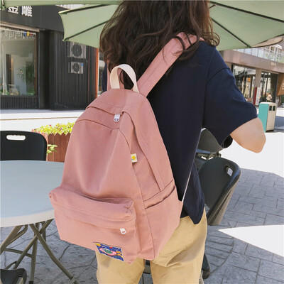 

Schoolbag female ins style Korean version of junior high school students backpack high school campus forest department solid colo
