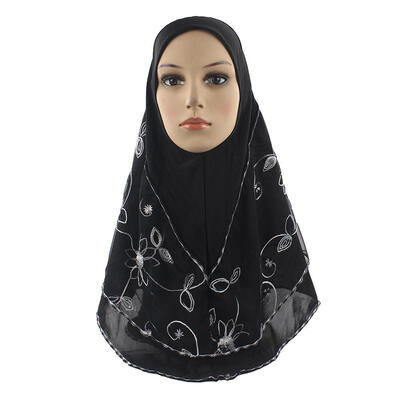 

Muslim Headscarf Embroidery Mesh Parent-Child Adult Soft Turban Wrap Shawls