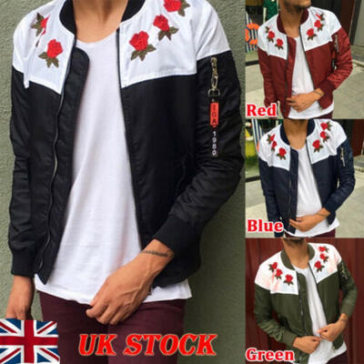 

UK New Mens Embroidery Printed Pullover Casual Floral Sweaters Coat Jacket Tops