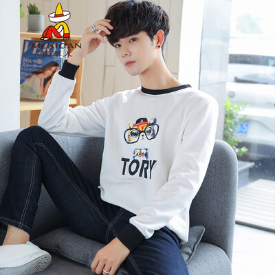 

Scarecrow MEXICAN long-sleeved T-shirt mens self-cultivation comfortable fashion casual versatile printed shirt bottoming shirt t-shirt round neck pullover sweater mens jacket DCY92 white