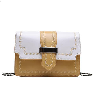 

Elegant Contrast Color Clutch Women Shoulder Messenger Flap Leather Bags