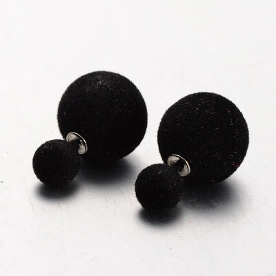 

Noble Velours Plastic Ball Stud Earrings for Girls Black 816mm Pin 08mm