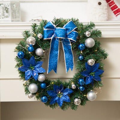

〖Follure〗DIY Merry Christmas Wreath Garland Window Door Decorations Bowknot Ornament A