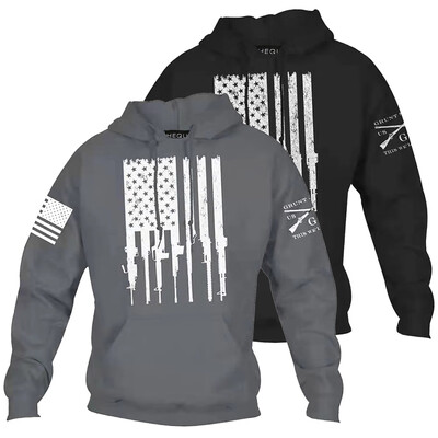 

Men Hoodies Skulls Pullovers Fashion Gun Flag