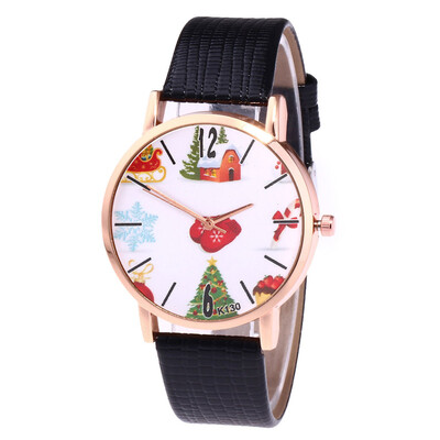 

Hot Sale Women Watches New Christmas Old man Pattern Leather Band Analog Quartz Vogue Watches relogio feminino &Ff