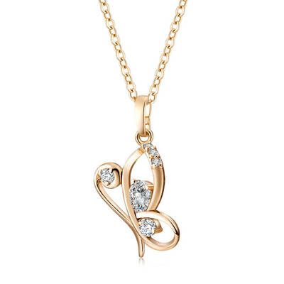 

Women Hollow Dance Butterfly Zircon Pendant Necklace Crystal Clavicle Choker Jewelry