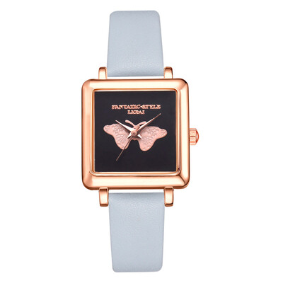 

LVPAI Watches Women Square Leather Strap Casual Quartz Watch Ladies Fashion Luxury Brand Butterfly Wristwatch Female Clock 533