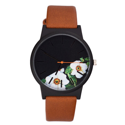 

RM Fashion Simple Without Scale casual Floral Print Dial Belt Quartz Female Watch