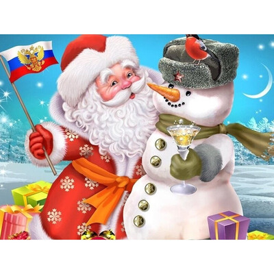 

Diamond Painting Christmas Full Square Drill Diamond Embroidery Snowman Cartoon Rhinestone Picture Cross Stitch Kit Gift